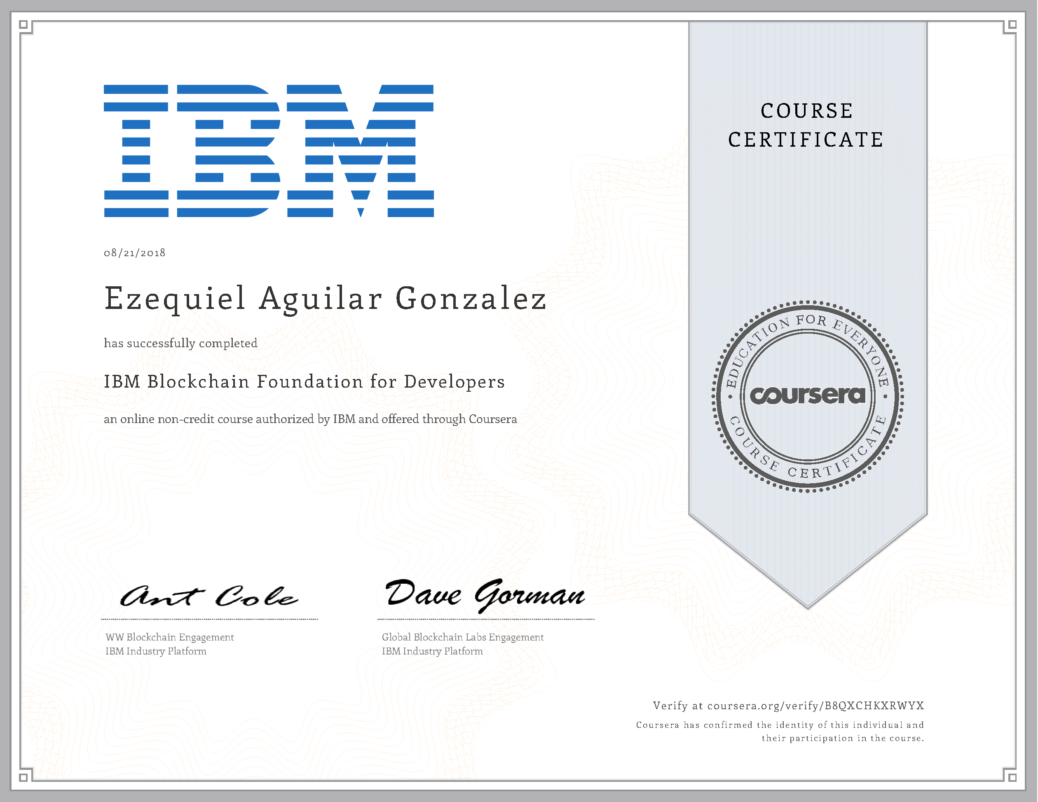 Ibm blockchain developer certification